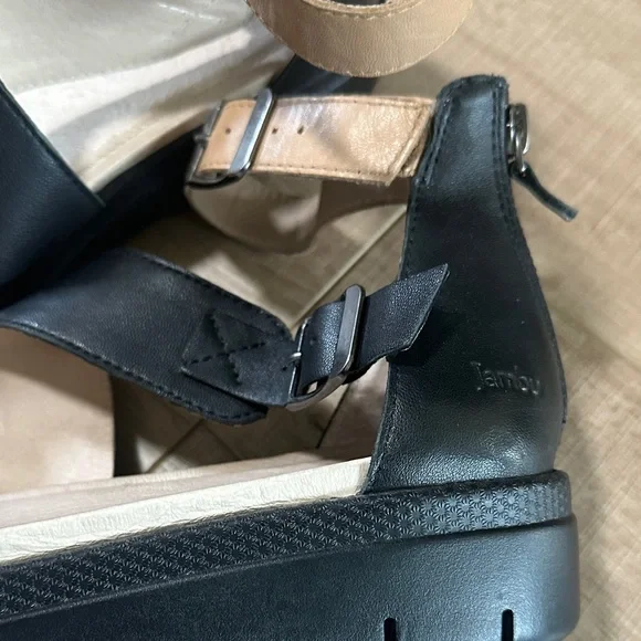 Jambu Black and Tan Strappy Ankle-Buckle Sandals - Picture 8 of 14